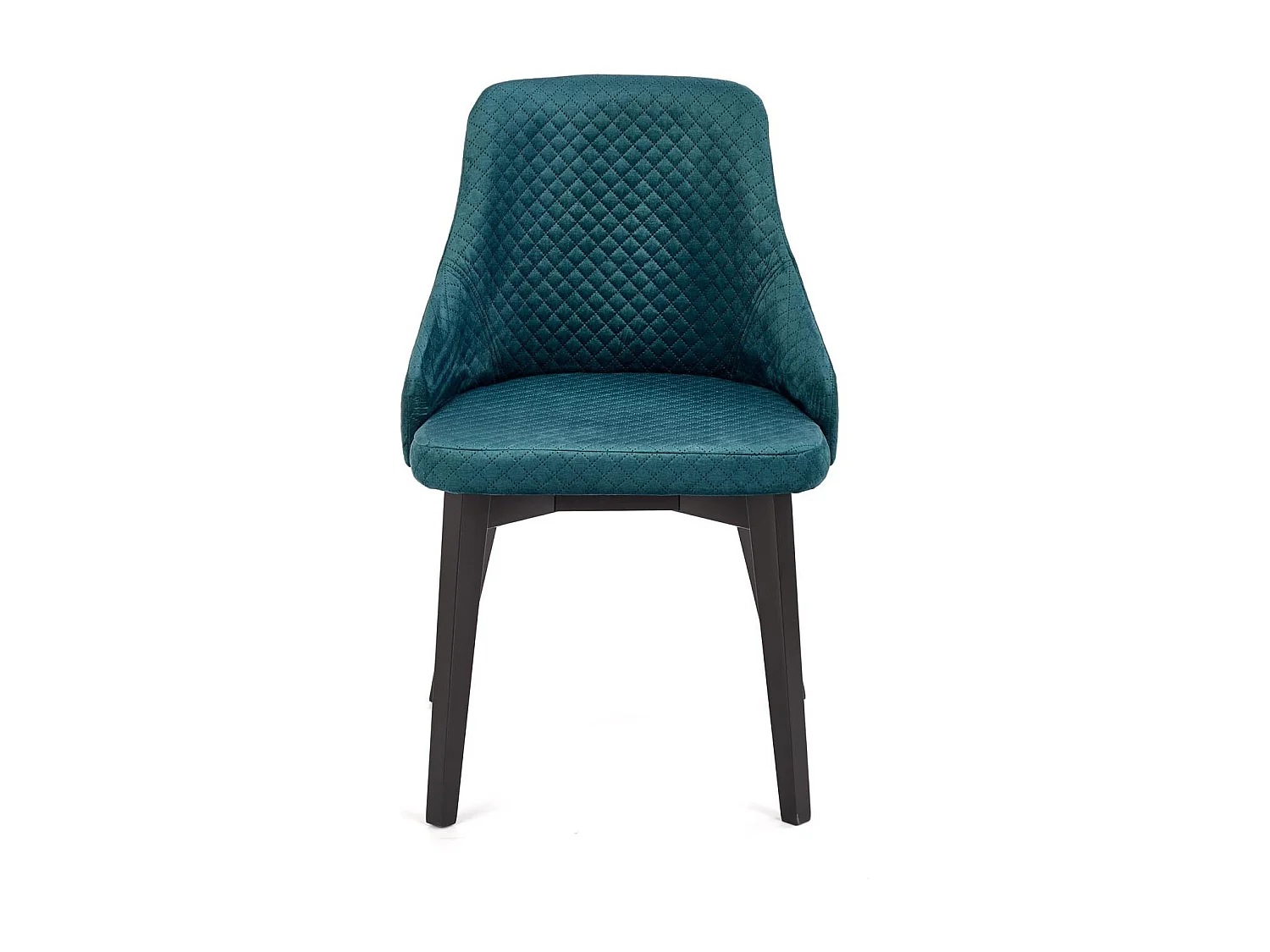 Chaise de contemporaine en velours vert foncé avec pieds en bois massif LENNY