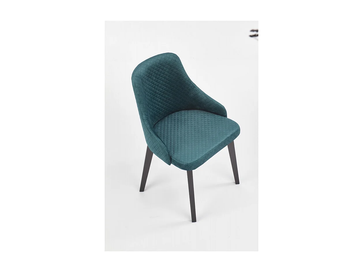 Chaise de contemporaine en velours vert foncé avec pieds en bois massif LENNY
