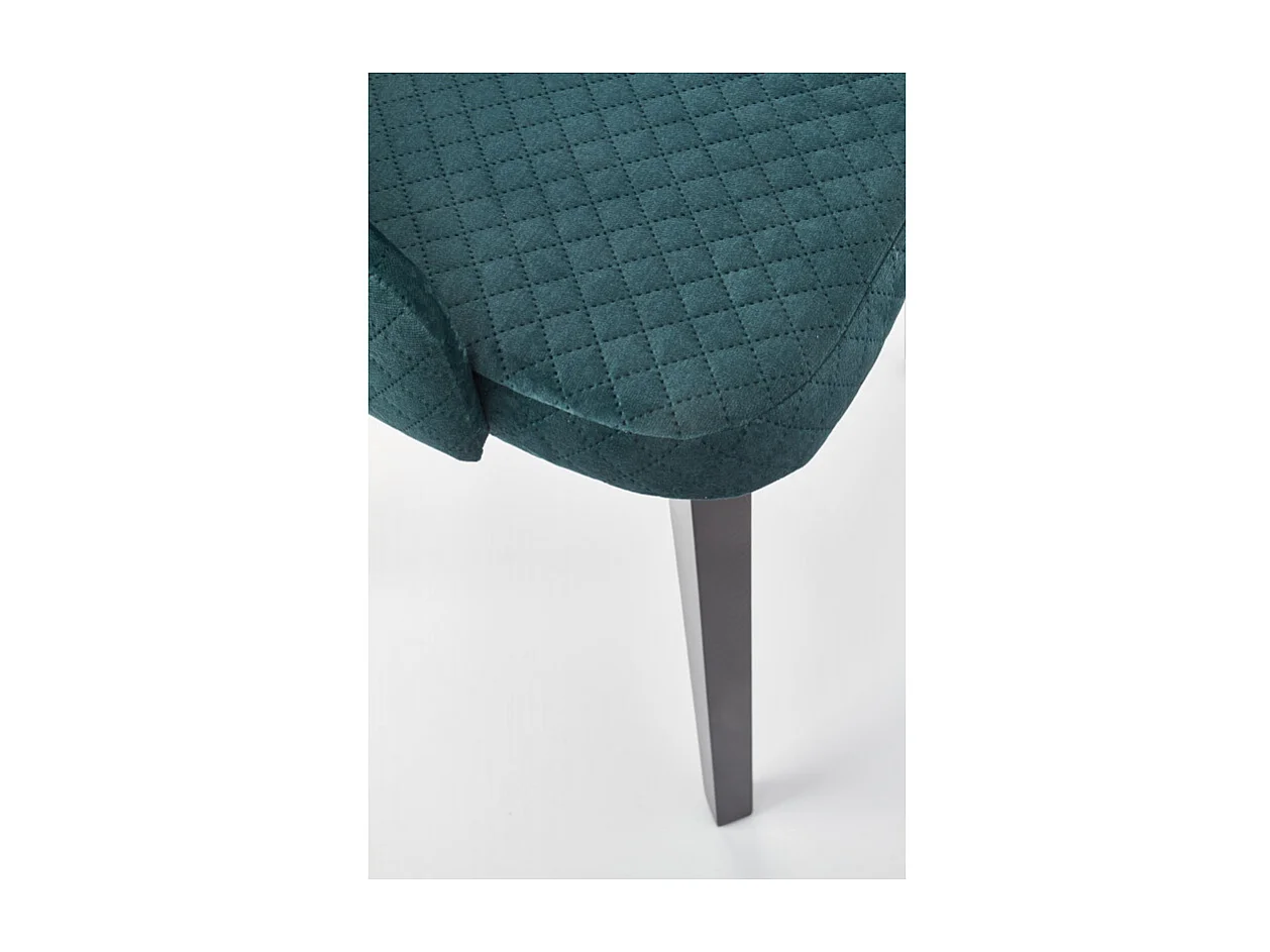 Chaise de contemporaine en velours vert foncé avec pieds en bois massif LENNY