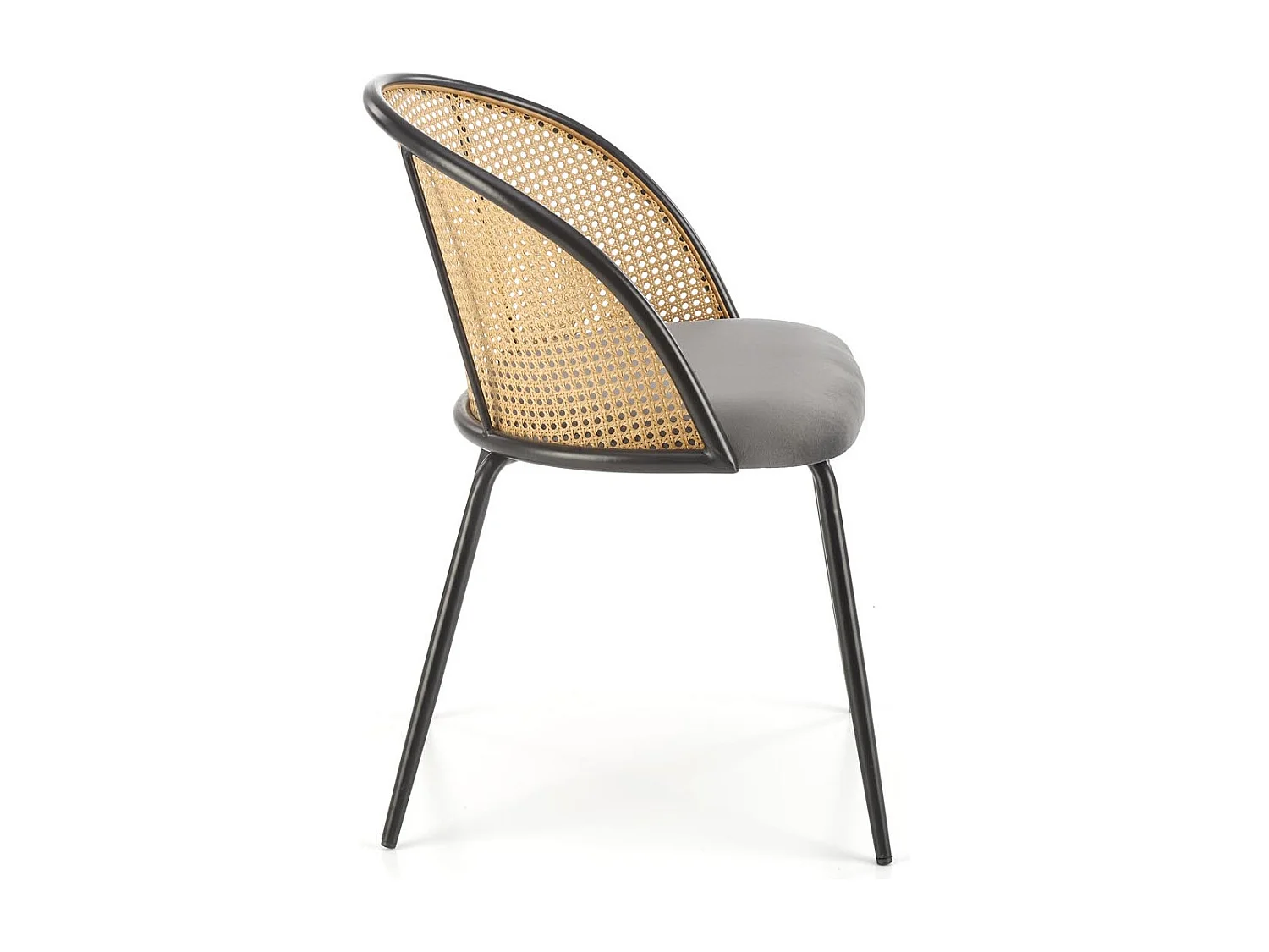 Silla con respaldo de mimbre y asiento gris Carmel