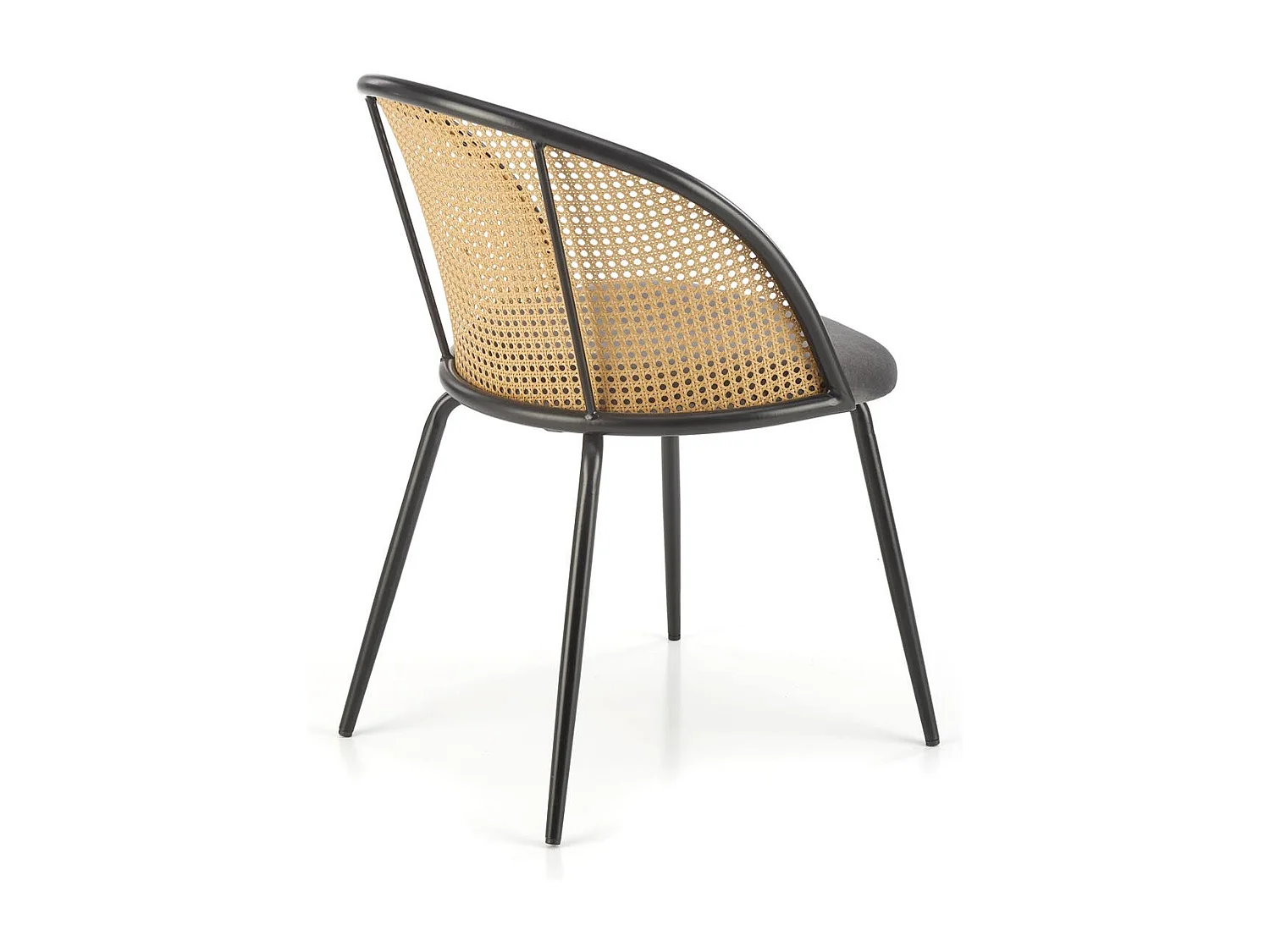 Silla con respaldo de mimbre y asiento gris Carmel