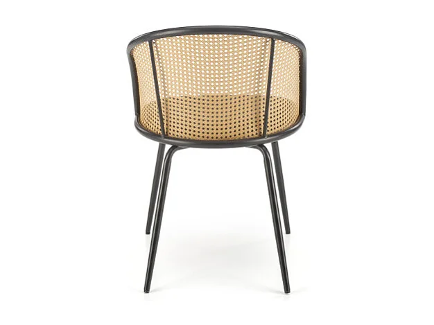 Silla con respaldo de mimbre y asiento gris Carmel