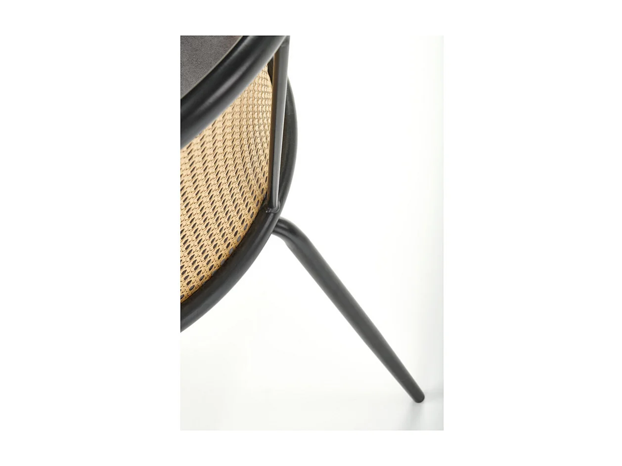 Silla con respaldo de mimbre y asiento gris Carmel