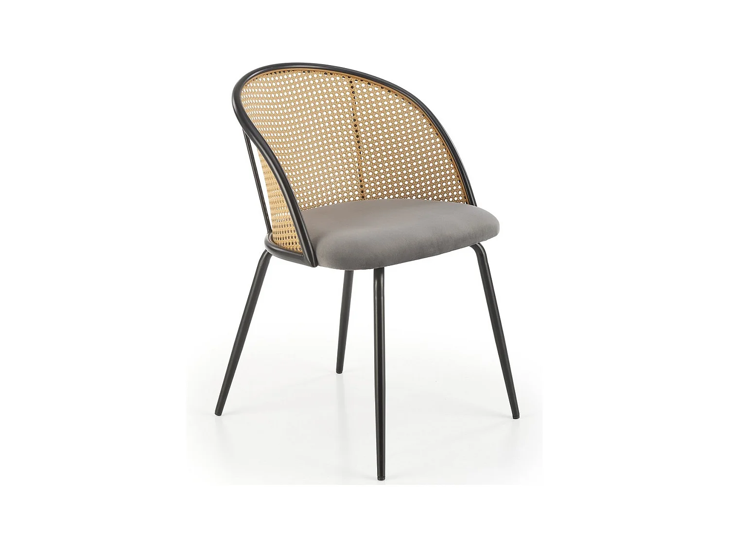 Chaise avec dossier cannage et assise grise Carmel