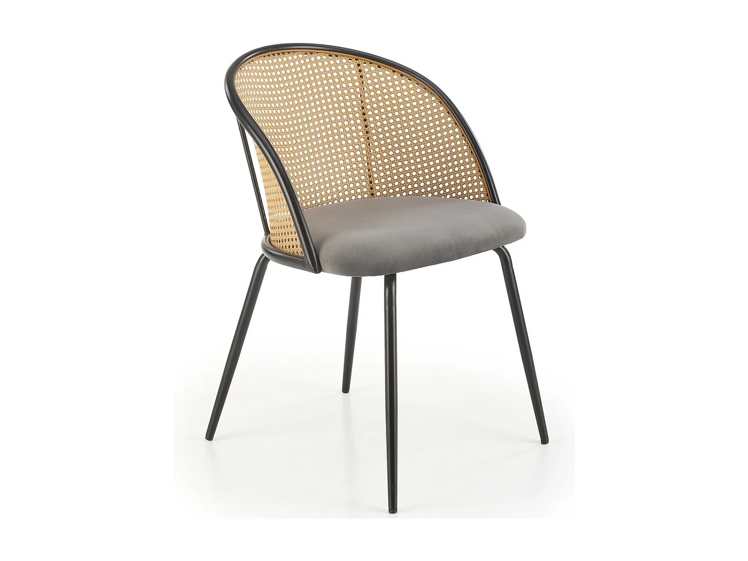 Chaise avec dossier cannage et assise grise Carmel