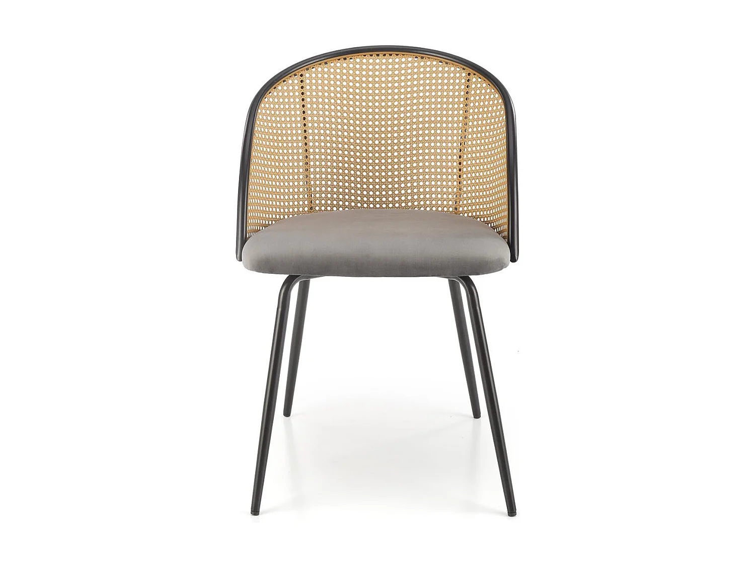 Chaise avec dossier cannage et assise grise Carmel