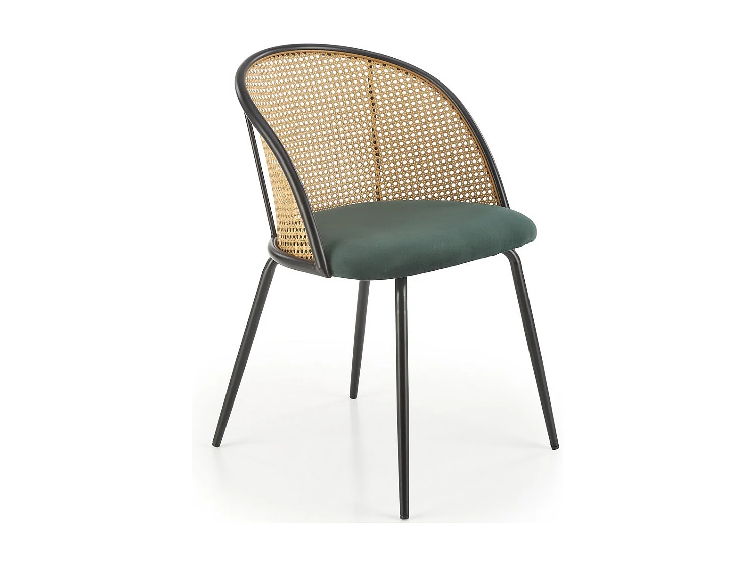 Chaise avec dossier cannage et assise verte Carmel