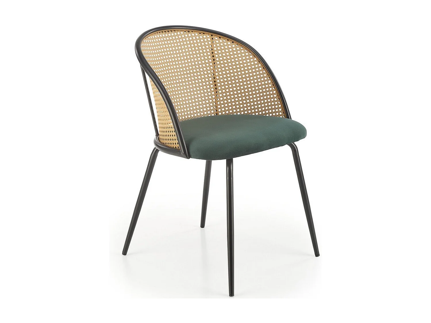 Chaise avec dossier cannage et assise verte Carmel