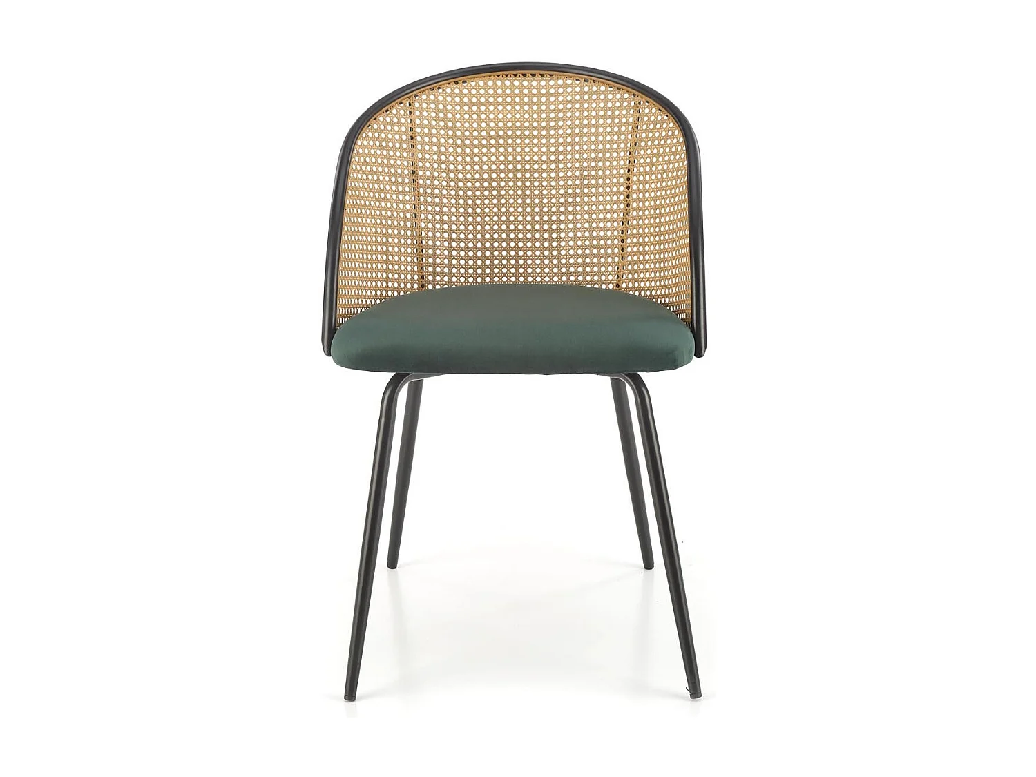 Chaise avec dossier cannage et assise verte Carmel