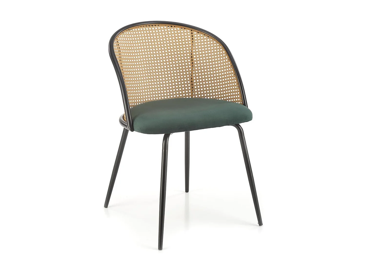 Chaise avec dossier cannage et assise verte Carmel