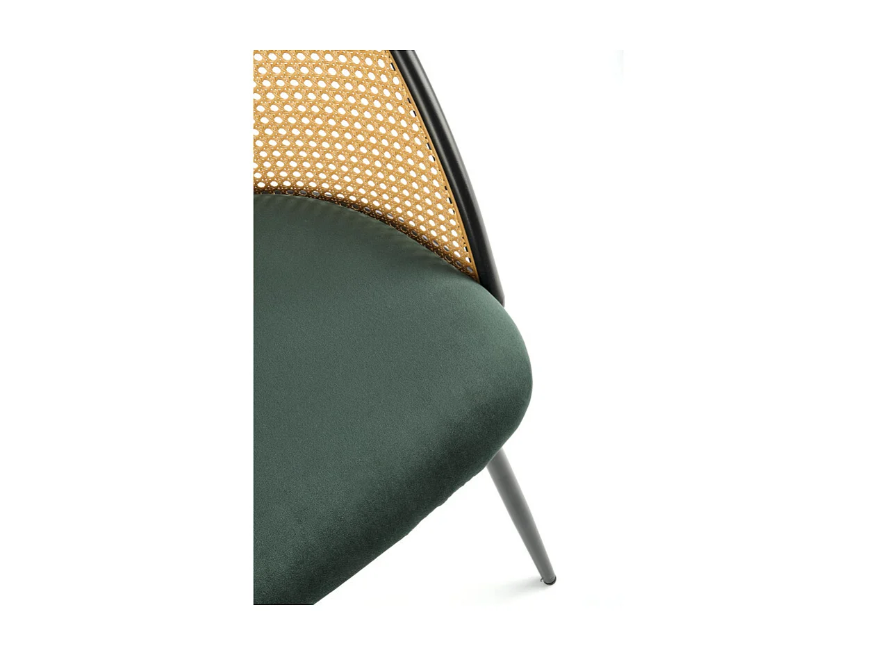 Chaise avec dossier cannage et assise verte Carmel