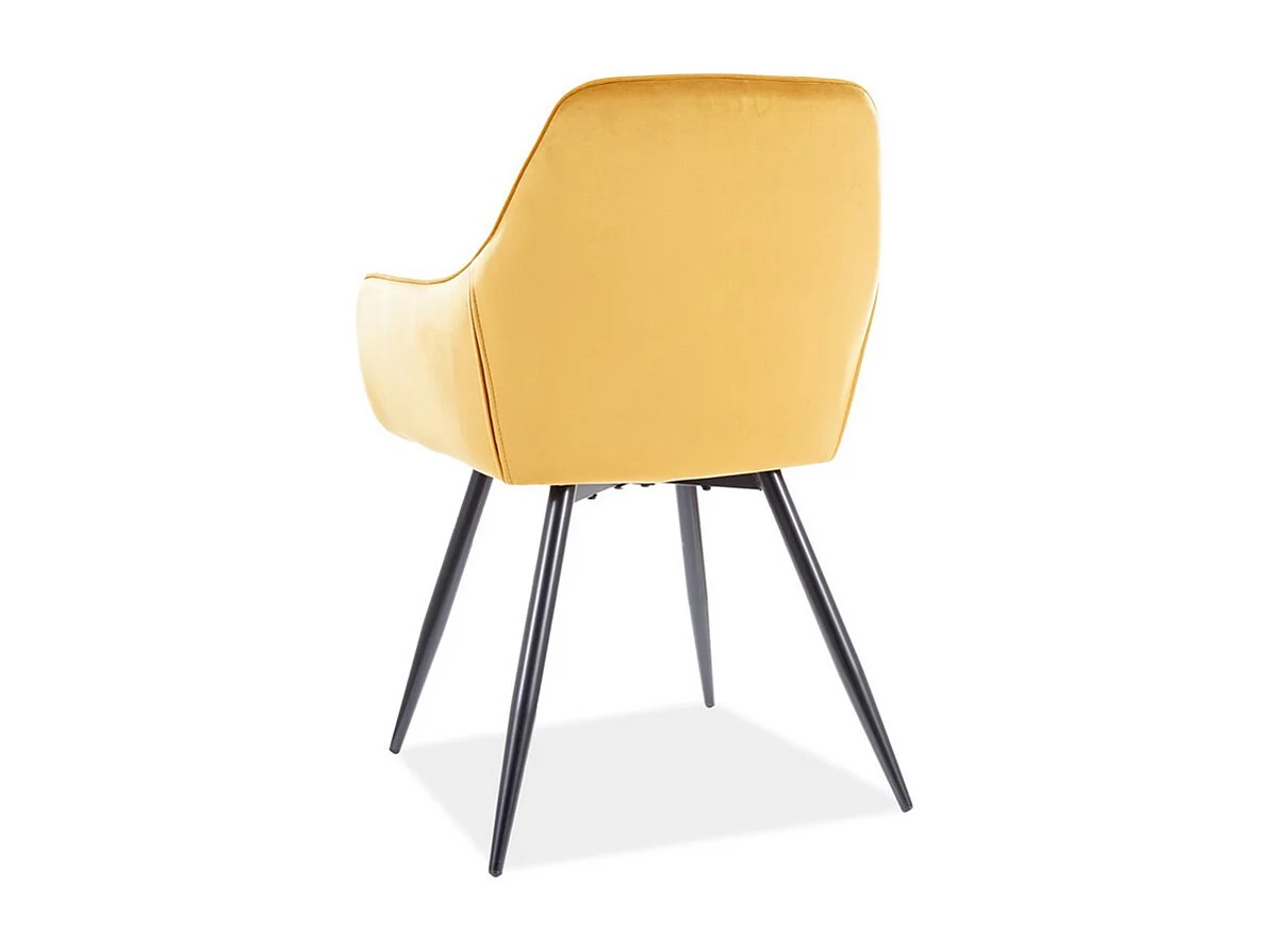 Silla Quito de terciopelo amarillo con patas negras