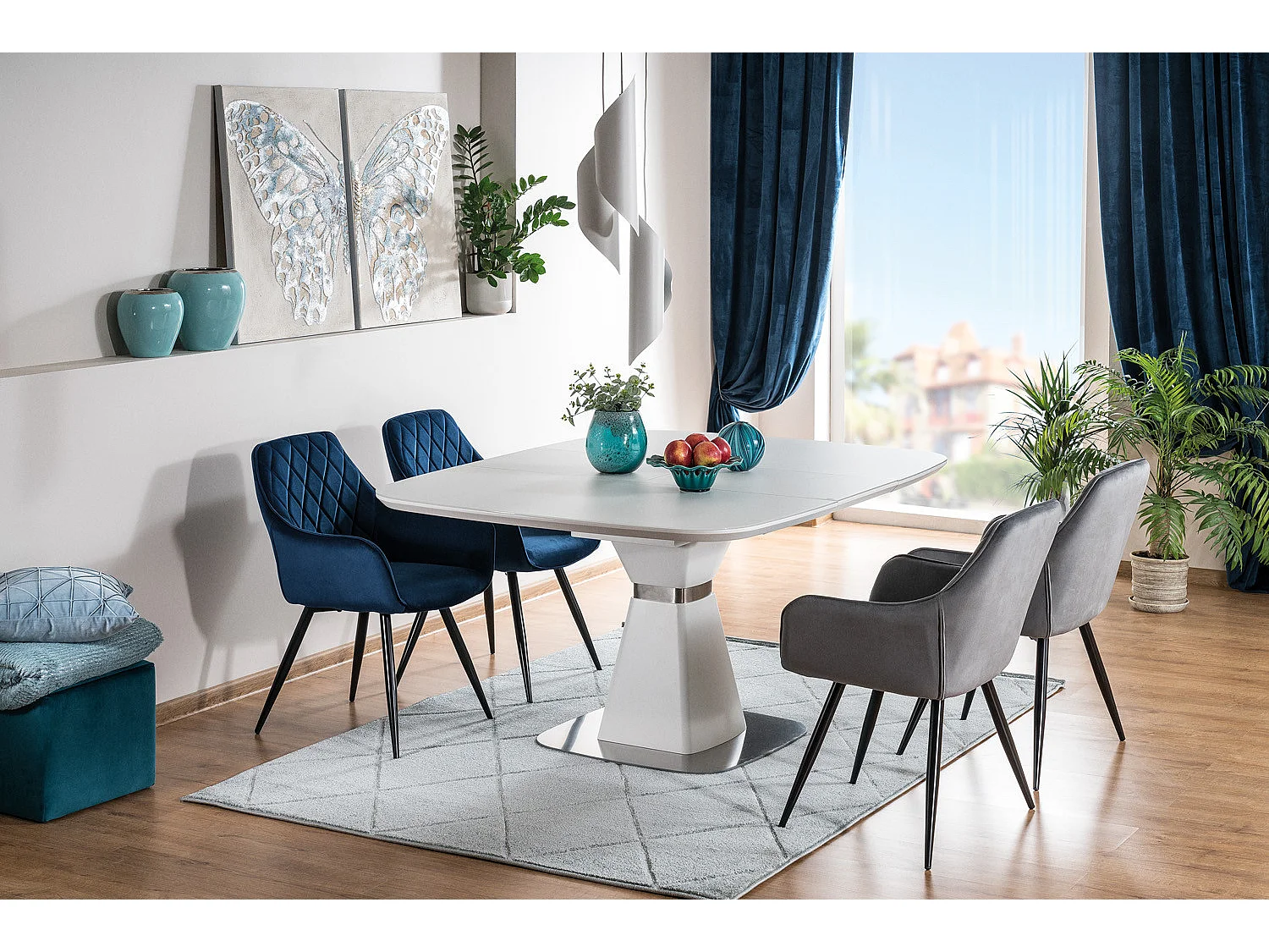 Sedia di design in velluto grigio Quito