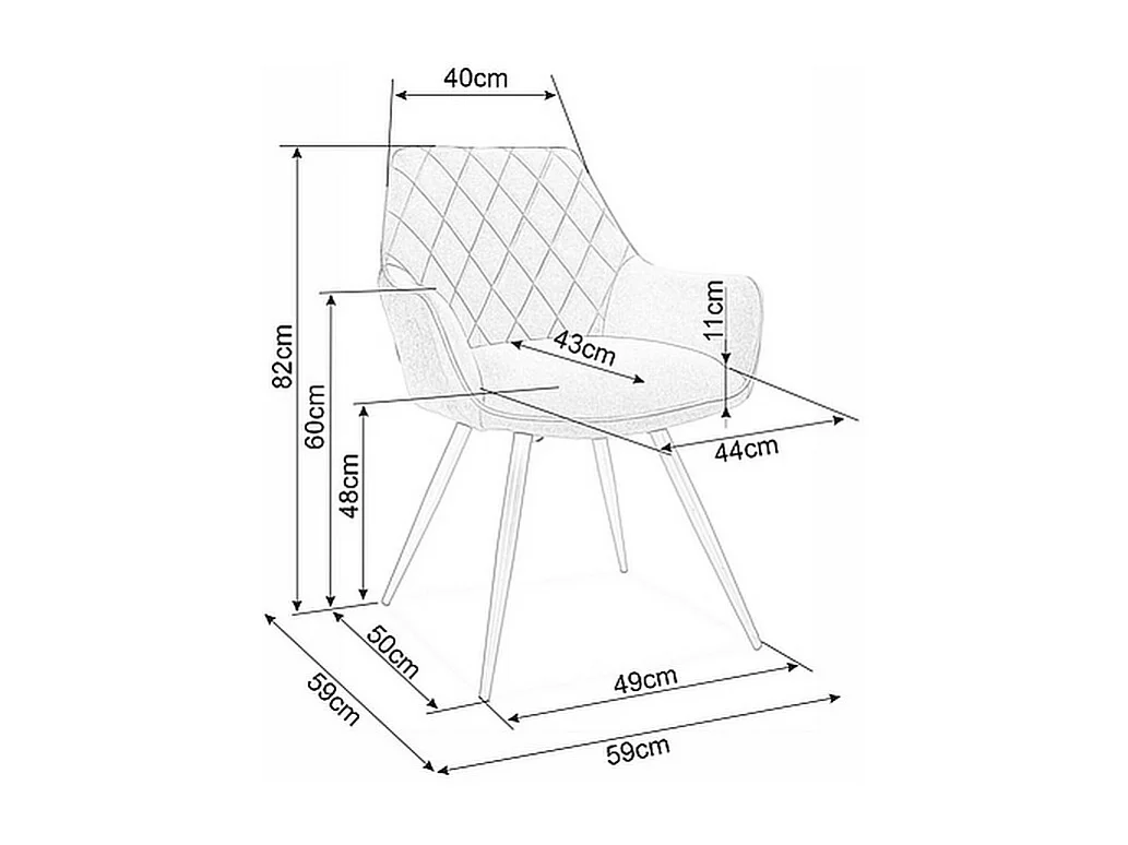 Sedia di design in velluto grigio Quito