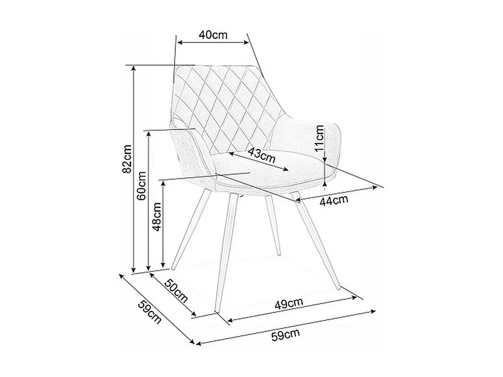 Chaise design en velours gris Quito