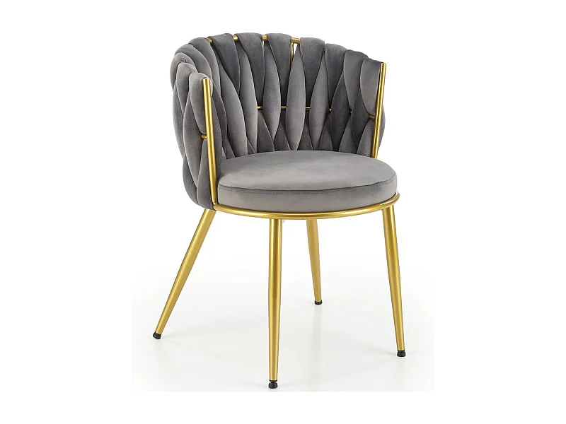Sedia di design Rumba grigia con gambe dorate