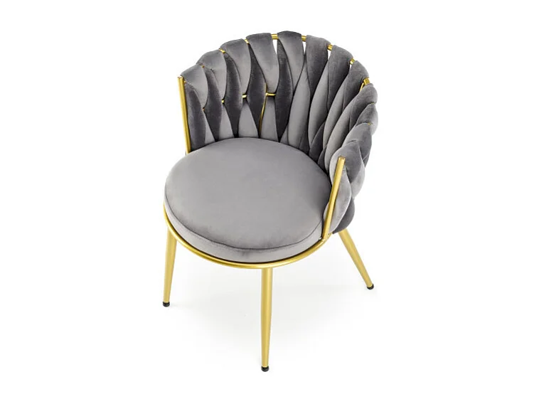 Sedia di design Rumba grigia con gambe dorate