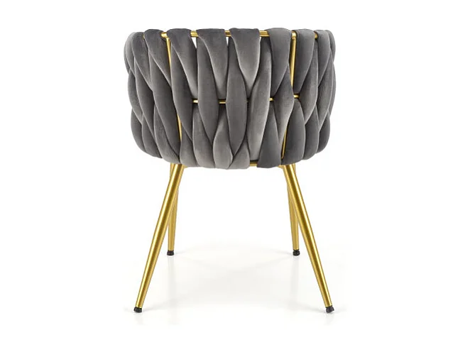 Sedia di design Rumba grigia con gambe dorate