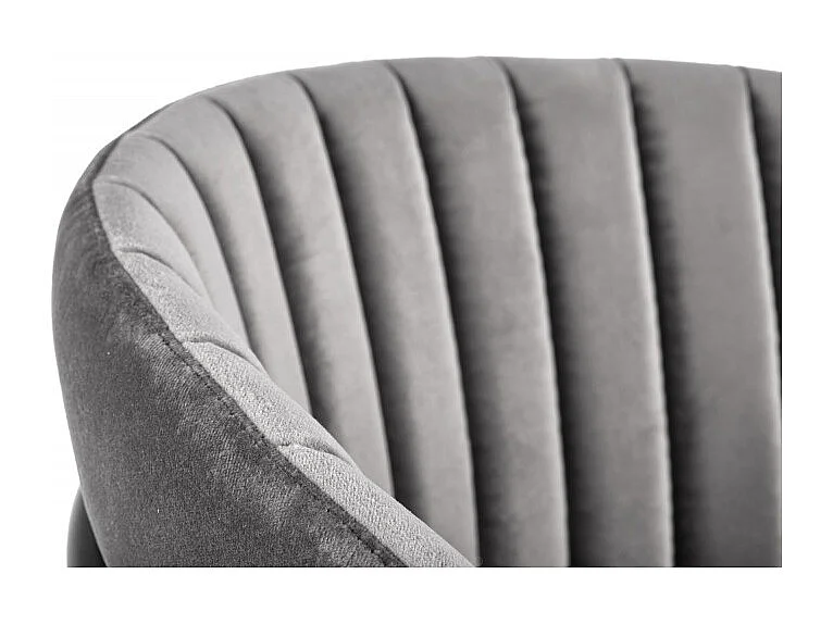 Silla de comedor contemporánea de terciopelo gris con estructura de metal negro DAGAN