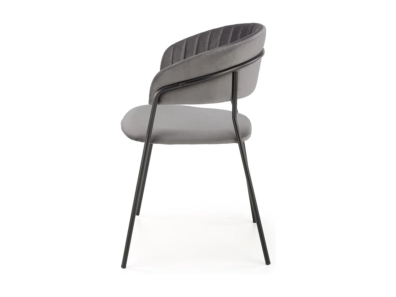 Silla de comedor contemporánea de terciopelo gris con estructura de metal negro DAGAN