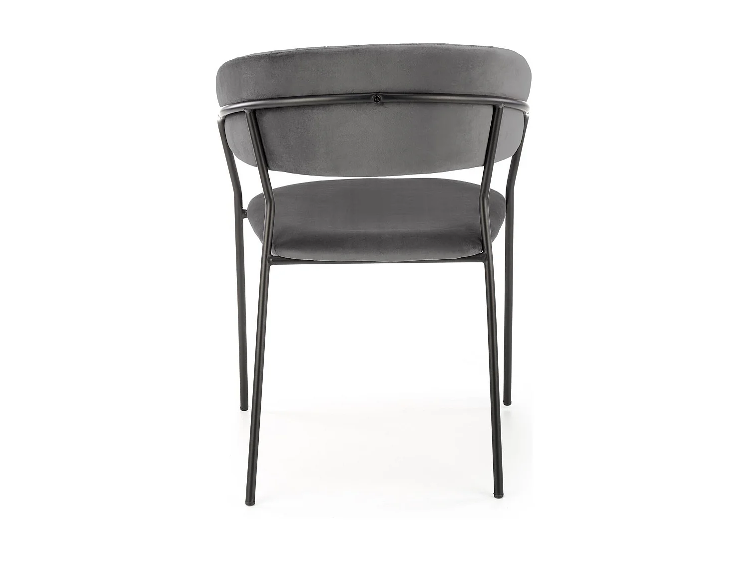 Silla de comedor contemporánea de terciopelo gris con estructura de metal negro DAGAN