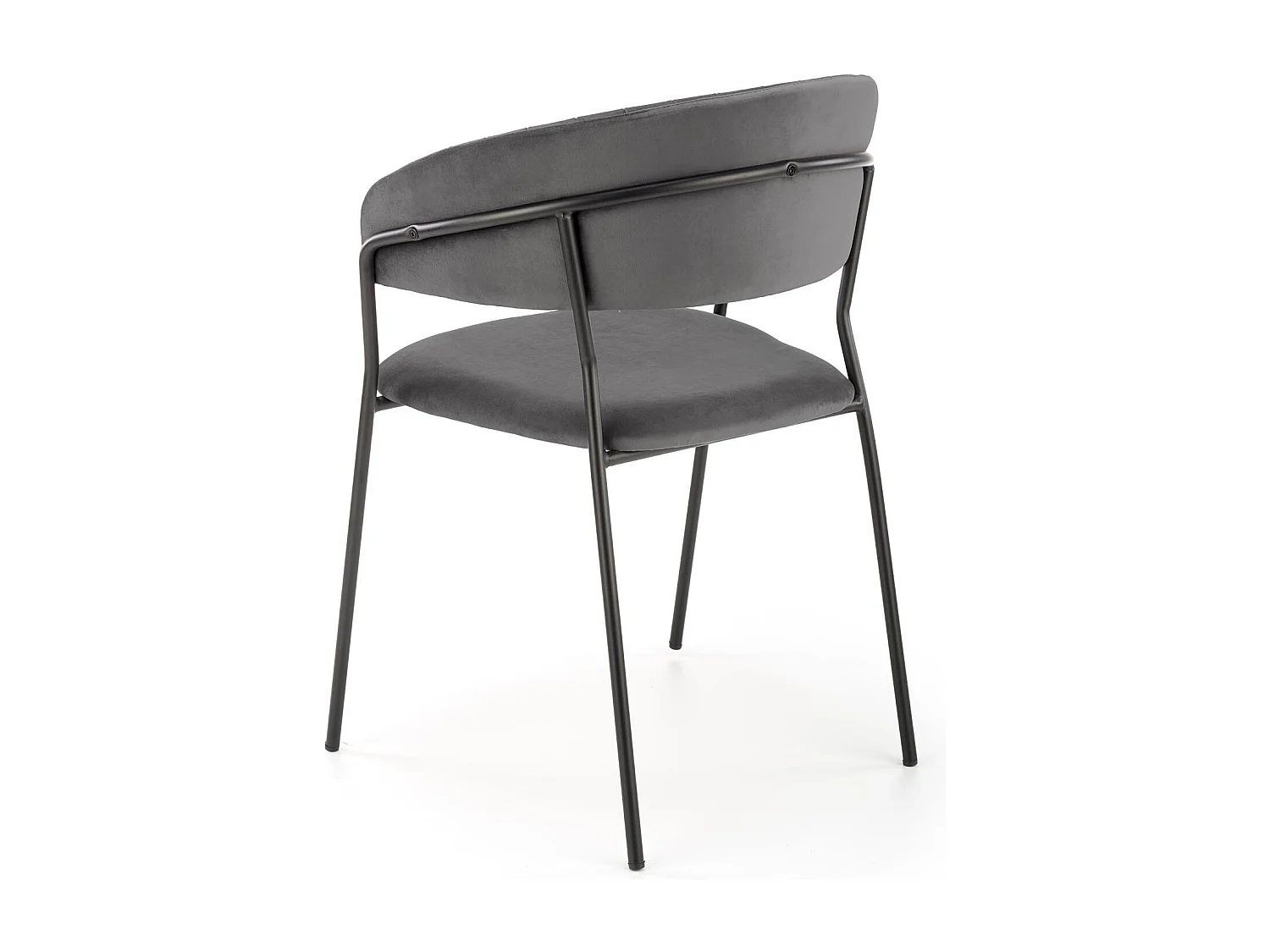 Silla de comedor contemporánea de terciopelo gris con estructura de metal negro DAGAN
