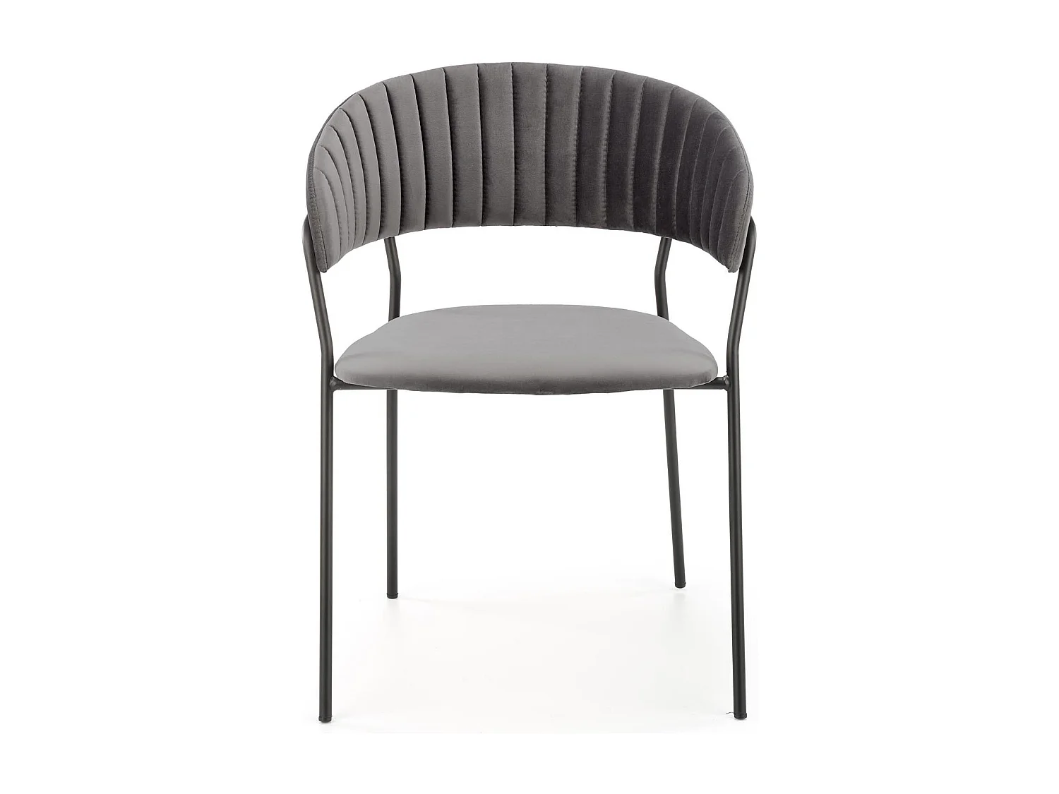 Silla de comedor contemporánea de terciopelo gris con estructura de metal negro DAGAN