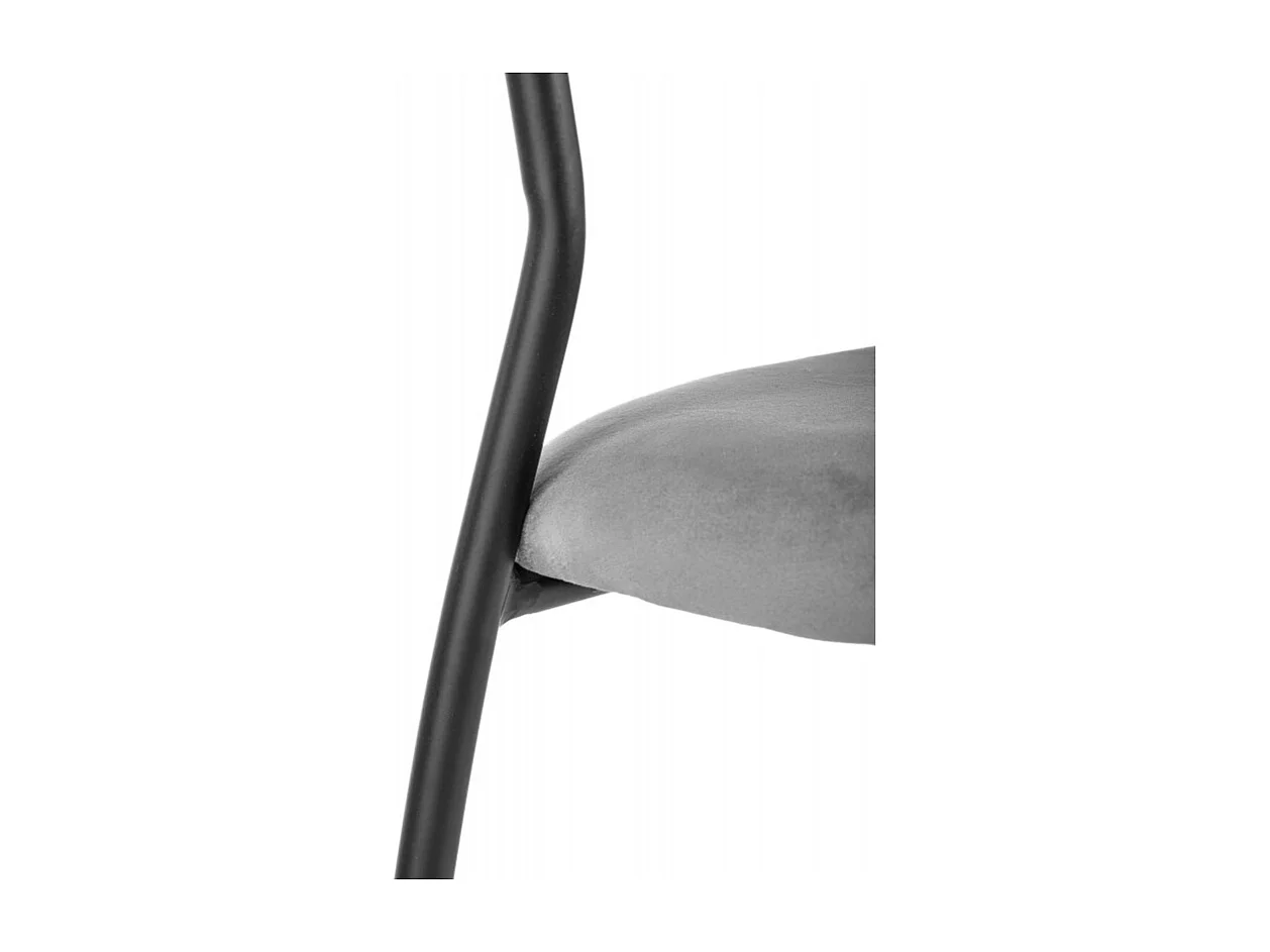 Silla de comedor contemporánea de terciopelo gris con estructura de metal negro DAGAN