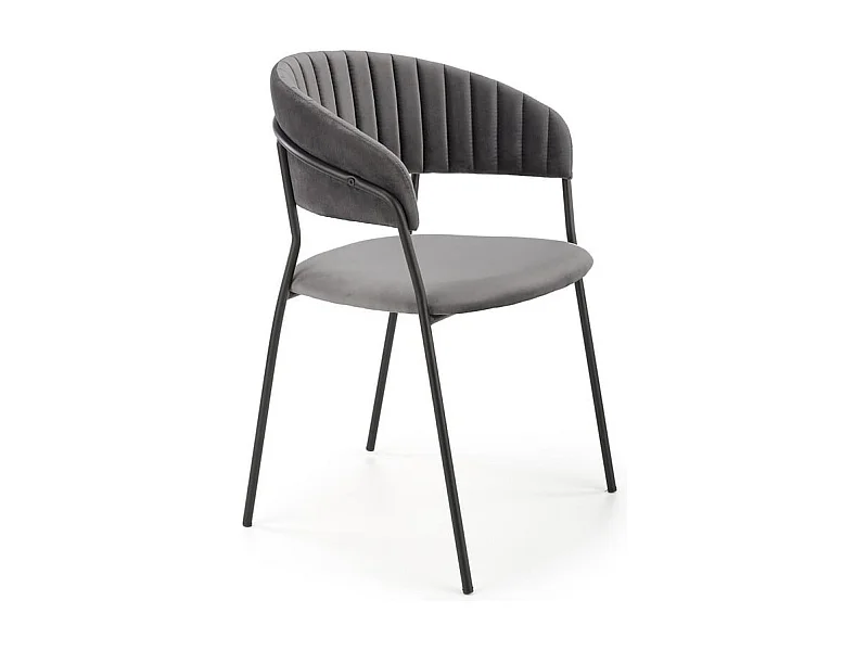 Chaise de salle à manger contemporaine en velours gris avec structure en métal noir DAGAN