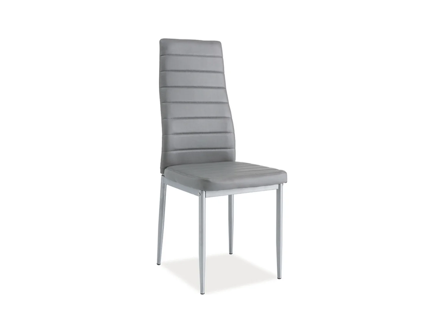 Chaise design pieds alu & écocuir gris Gwana
