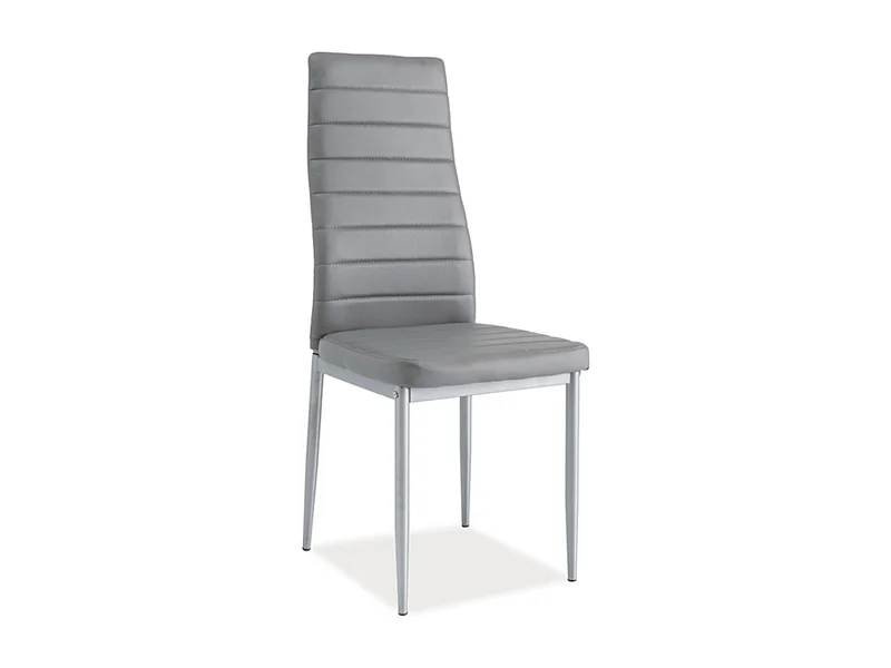 Chaise design pieds alu & écocuir gris Gwana
