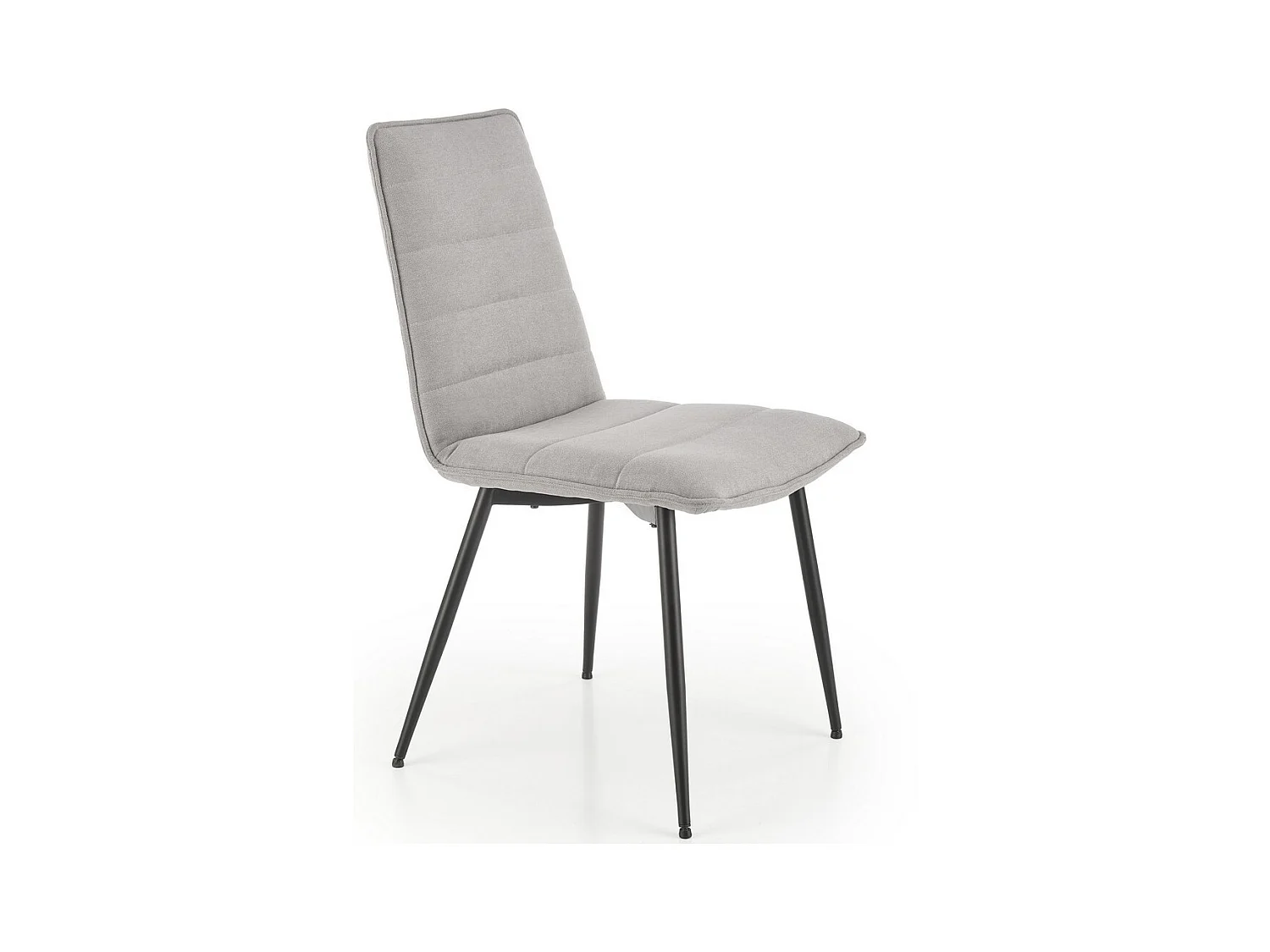 Chaise design en tissu gris avec pieds en métal noir Assia