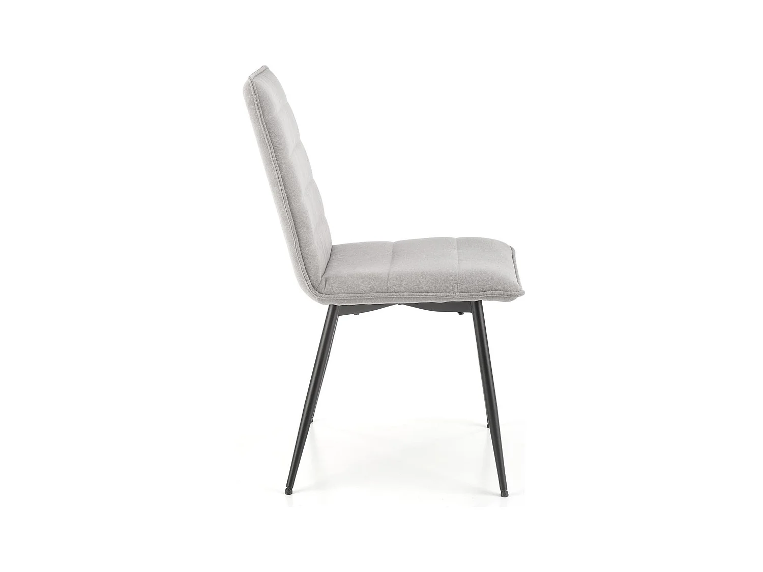 Silla de diseño Assia de tela gris con patas de metal negro