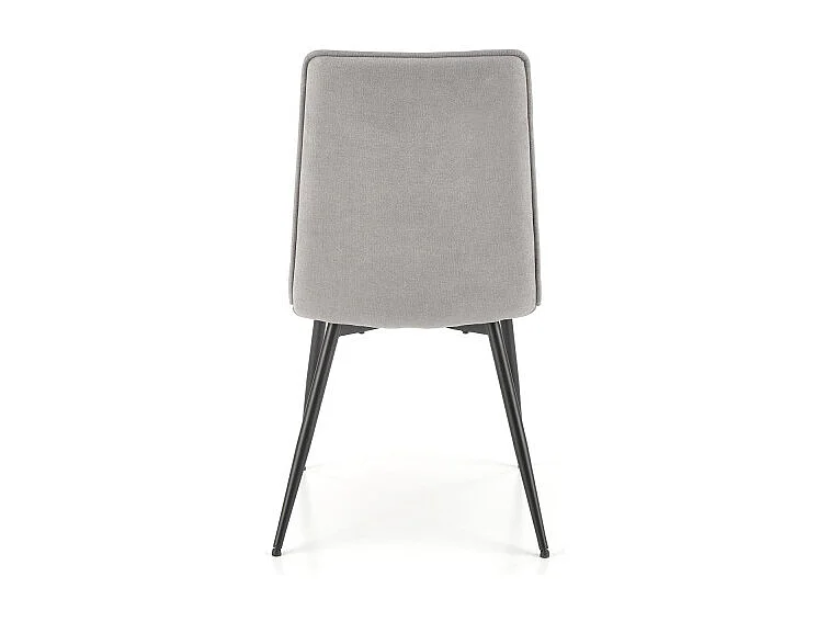 Silla de diseño Assia de tela gris con patas de metal negro