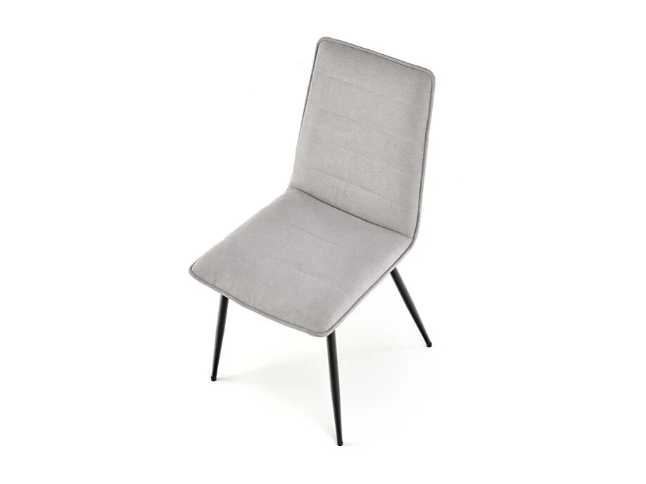 Chaise design en tissu gris avec pieds en métal noir Assia