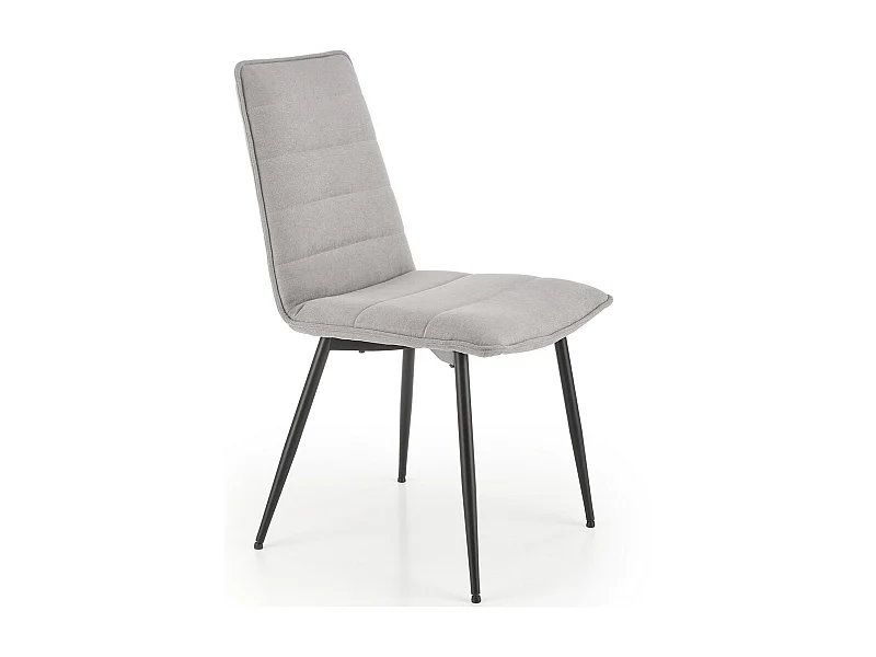 Chaise design en tissu gris avec pieds en métal noir Assia