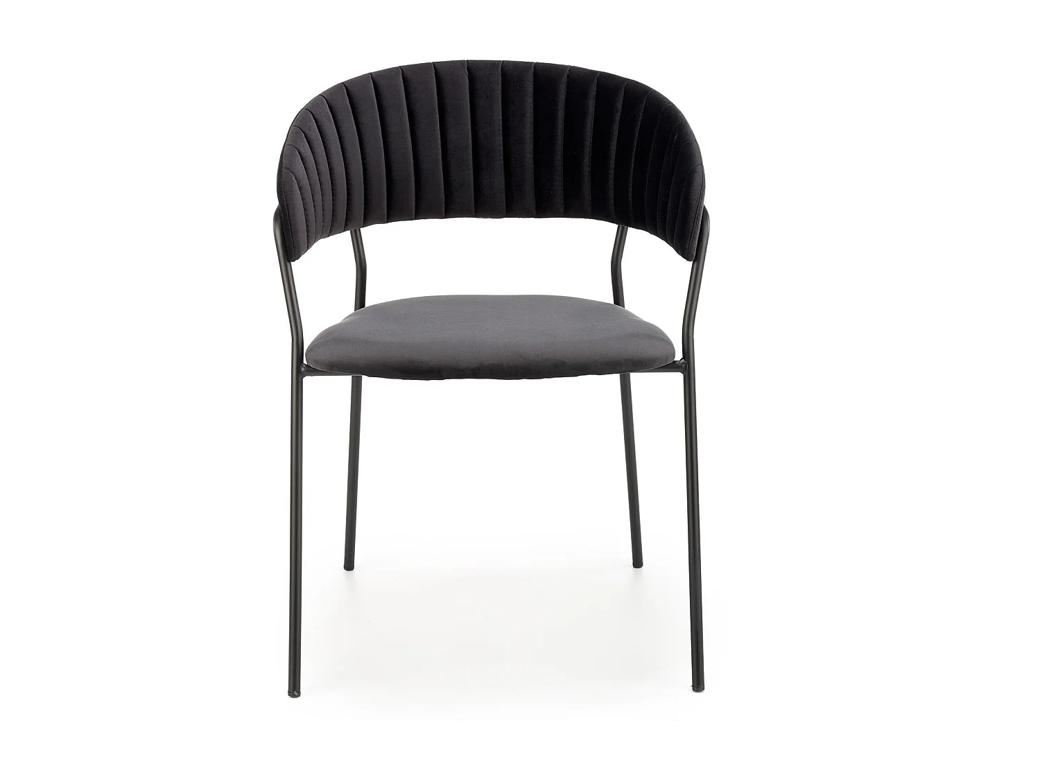 Chaise de salle à manger contemporaine noire en velours avec structure en métal DAGAN