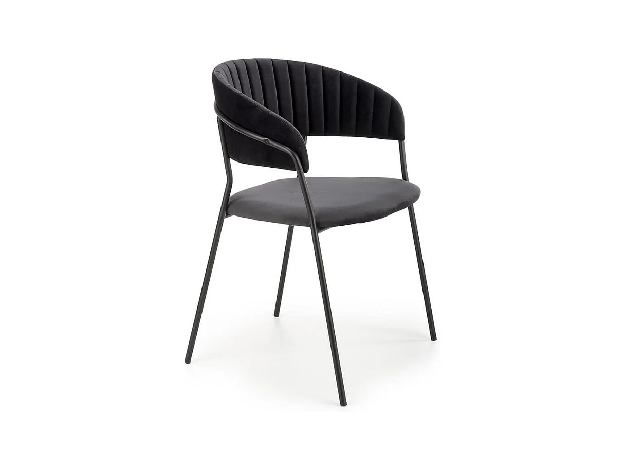 Chaise de salle à manger contemporaine noire en velours avec structure en métal DAGAN