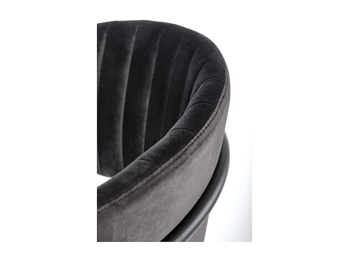 Silla de comedor contemporánea de terciopelo negro con estructura de metal DAGAN