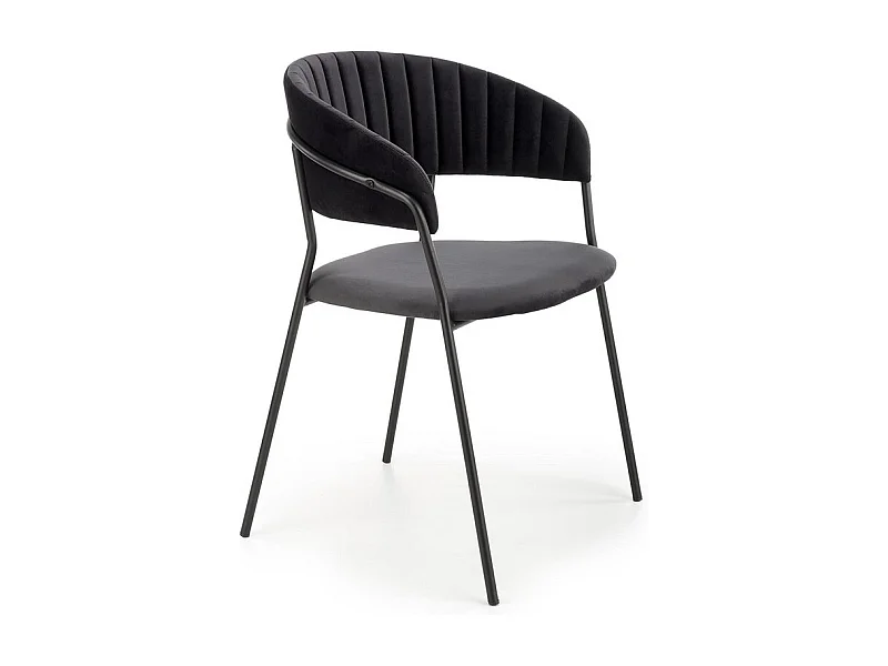 Chaise de salle à manger contemporaine noire en velours avec structure en métal DAGAN