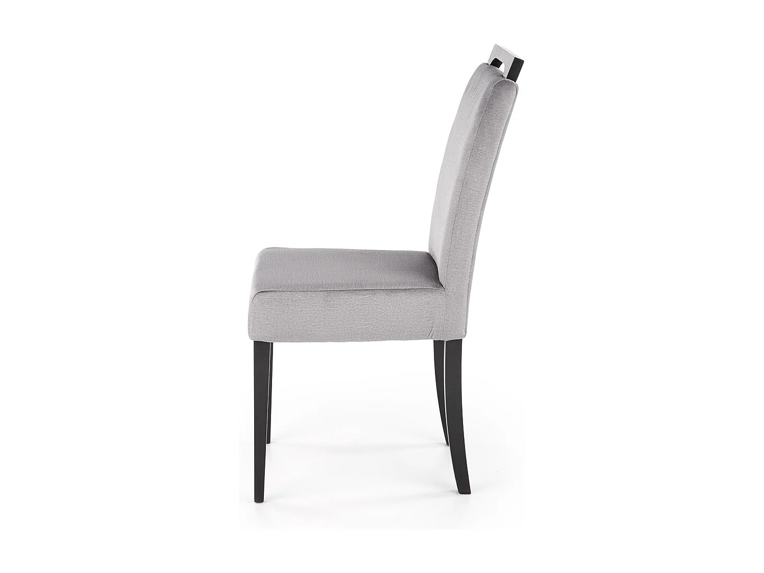 Silla de comedor de terciopelo gris con patas de madera maciza negra CANDY