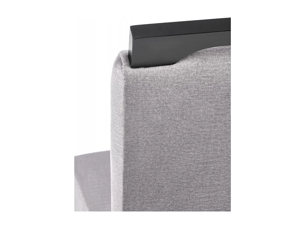 Silla de comedor de terciopelo gris con patas de madera maciza negra CANDY