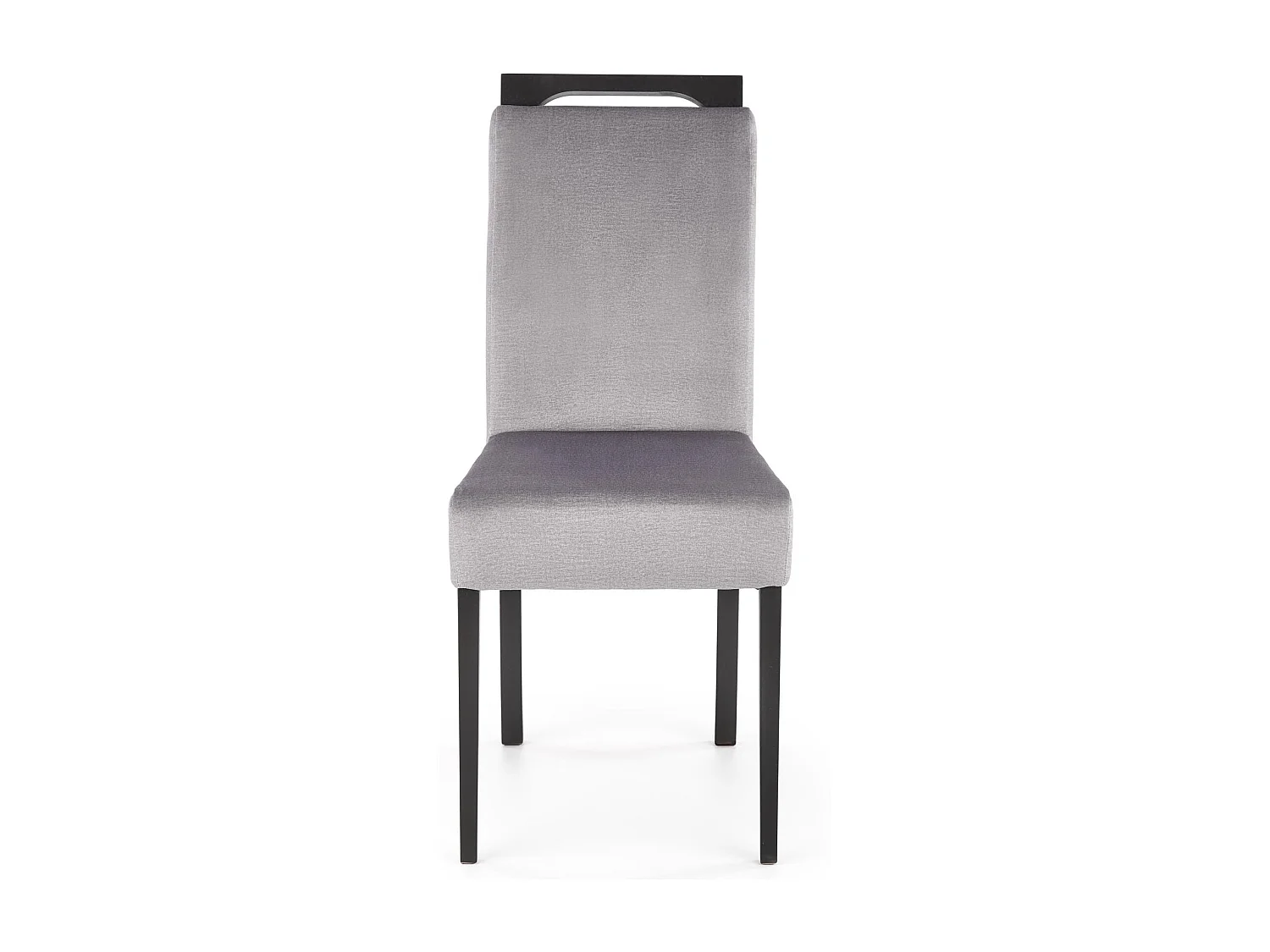 Silla de comedor de terciopelo gris con patas de madera maciza negra CANDY