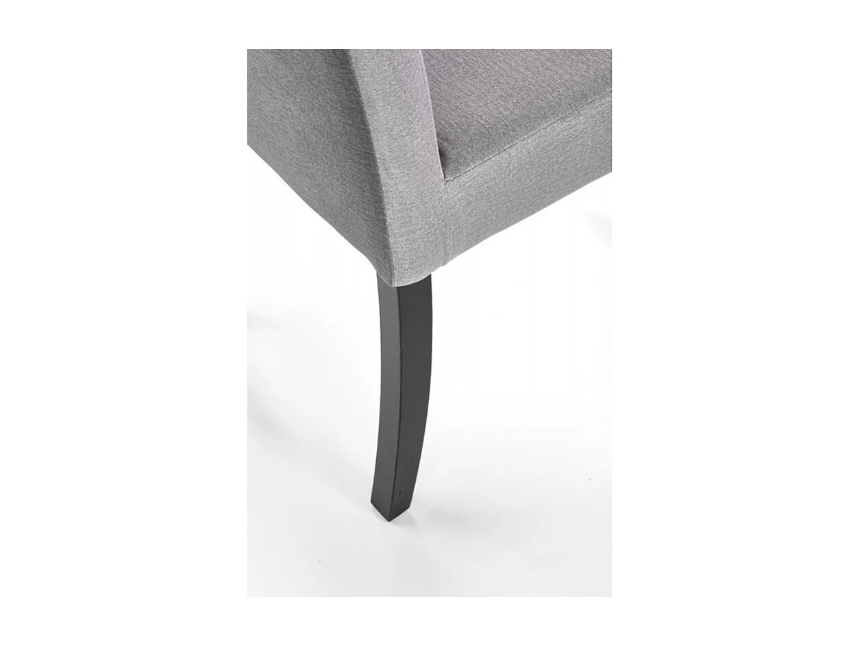Silla de comedor de terciopelo gris con patas de madera maciza negra CANDY