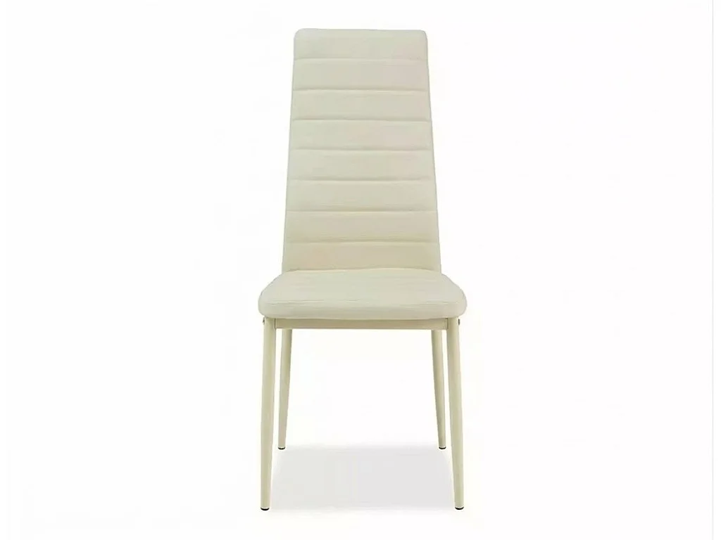 Chaise design pieds métal et écocuir crème Gwana