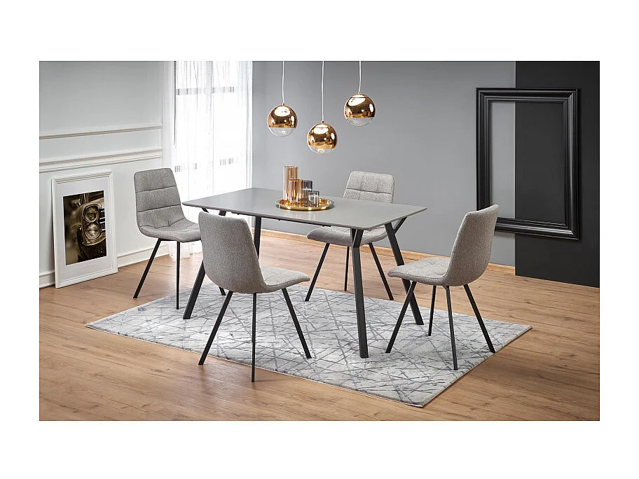 Chaise de salle à manger grise avec pieds en métal noir Ottawa