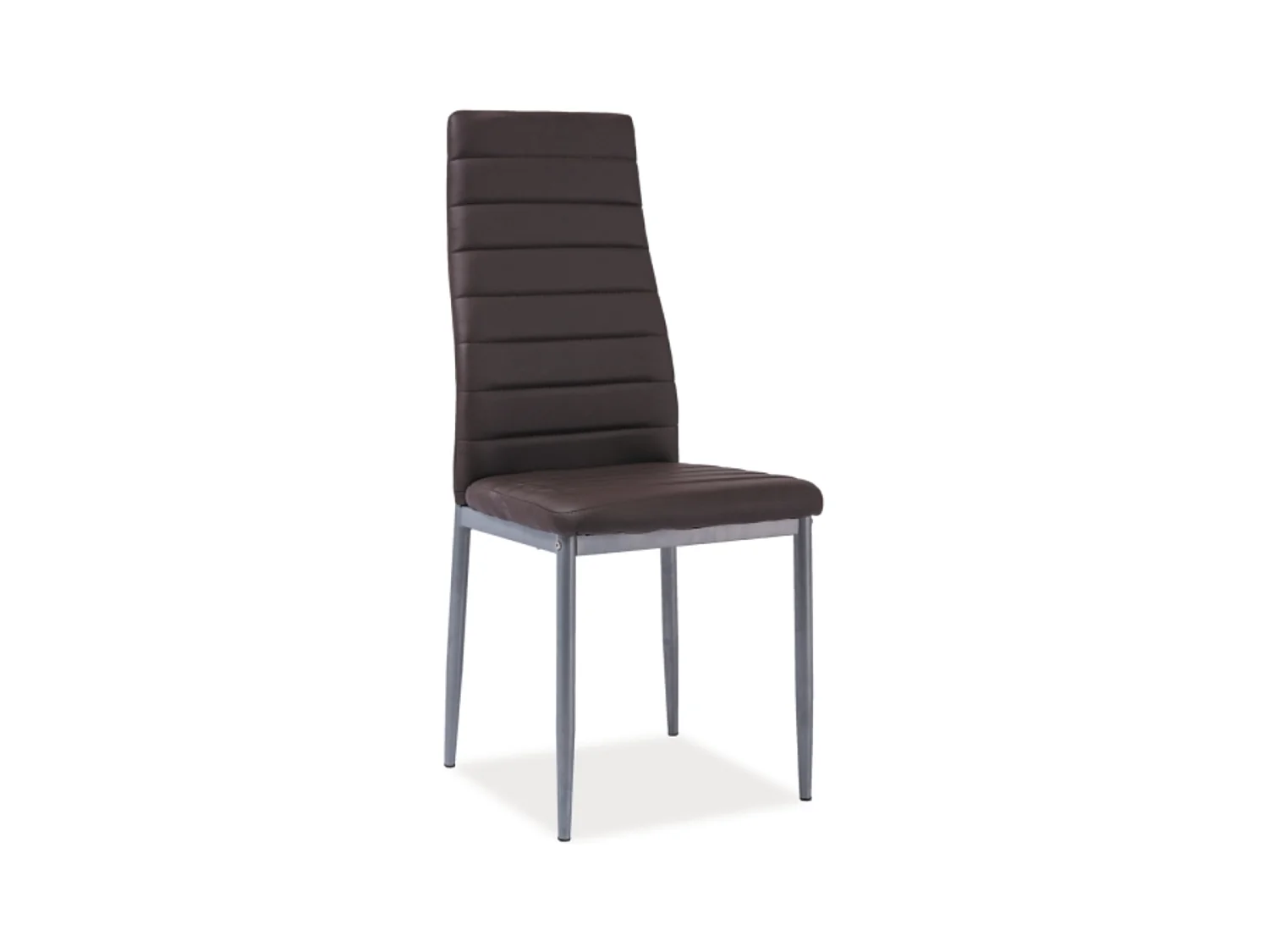 Chaise design pieds alu & écocuir marron Gwana