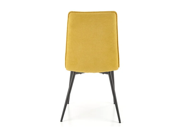 Silla de diseño en tejido amarillo mostaza con patas de metal negro Assia