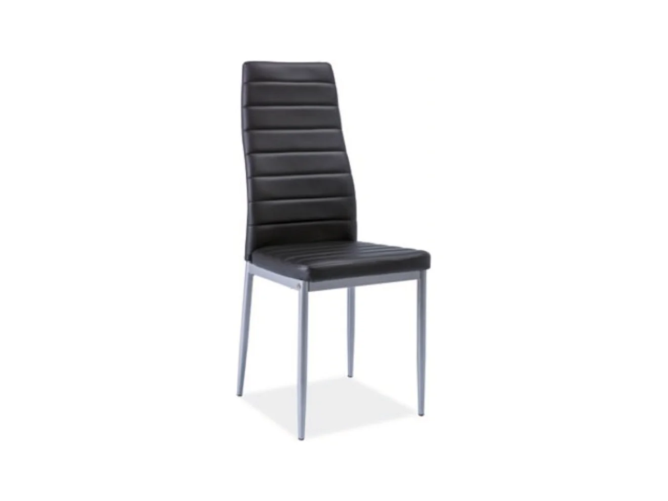 Chaise design pieds alu & écocuir noir Gwana