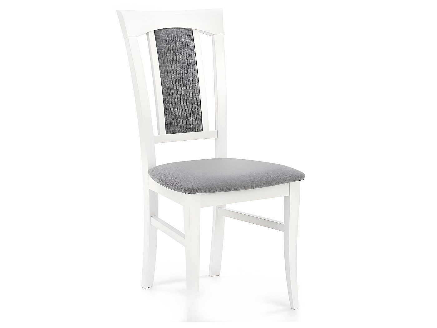 Chaise de salle à manger blanche en bois massif avec finitions en tissu